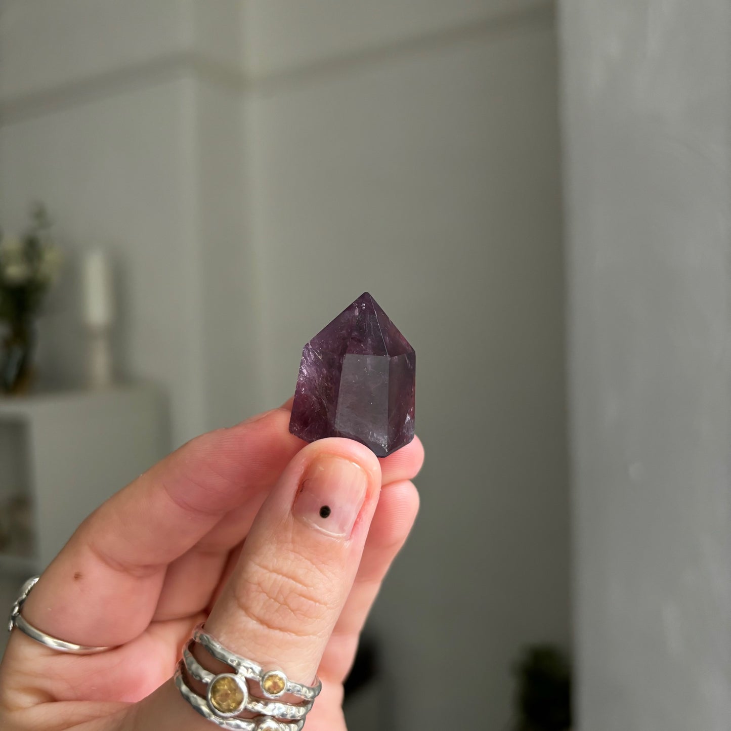 Small Amethyst X Smoky quartz point C (High-grade)