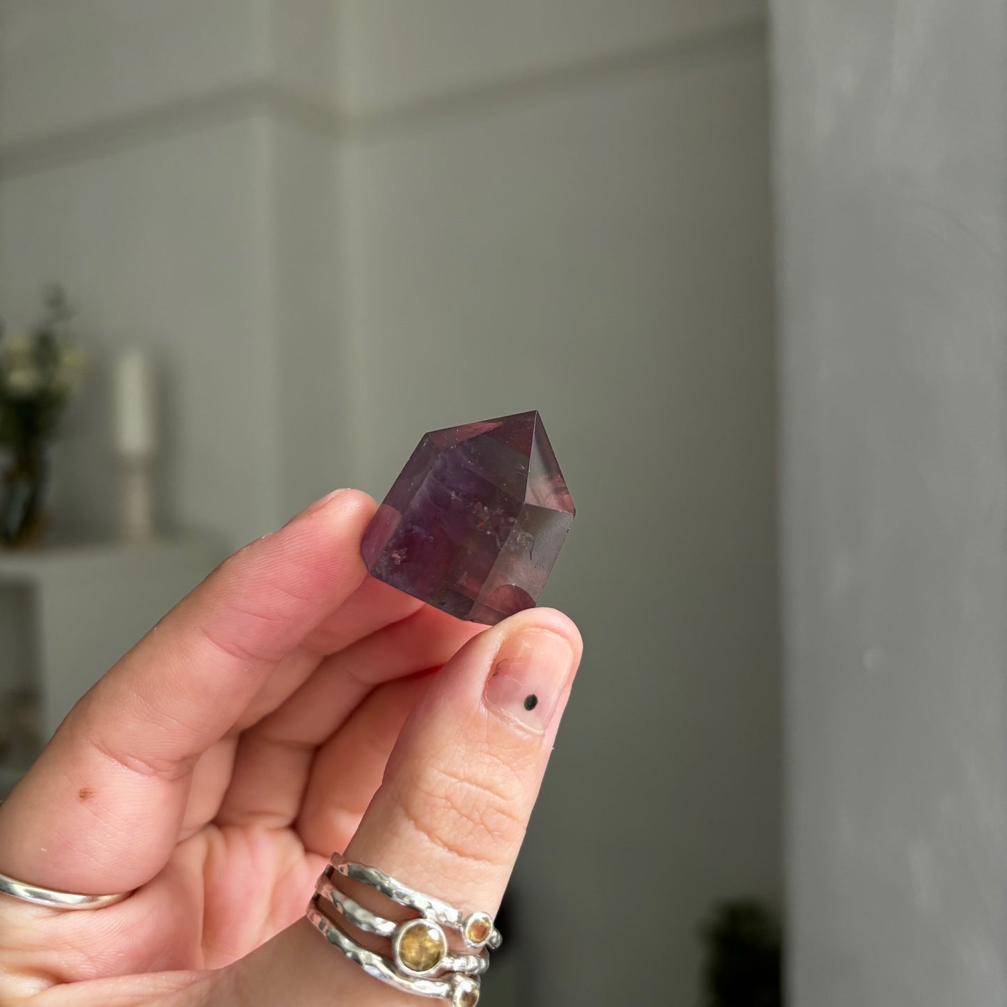 Small Amethyst X Smoky quartz point C (High-grade)