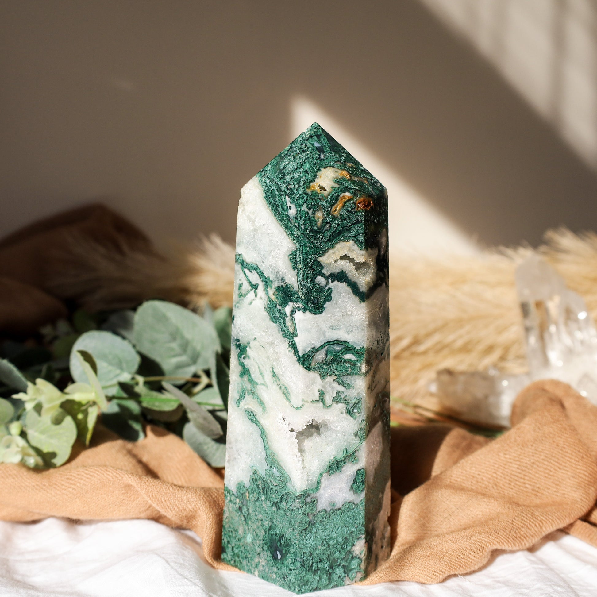 Large Moss Agate tower (High quality)witchy marketwitchy marketghfddLarge Moss Agate tower (High quality)