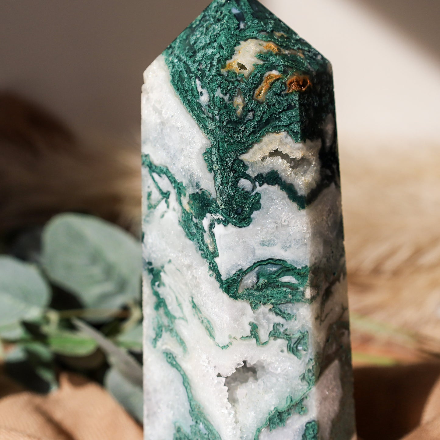 Large Moss Agate tower (High quality)witchy marketwitchy marketghfddLarge Moss Agate tower (High quality)