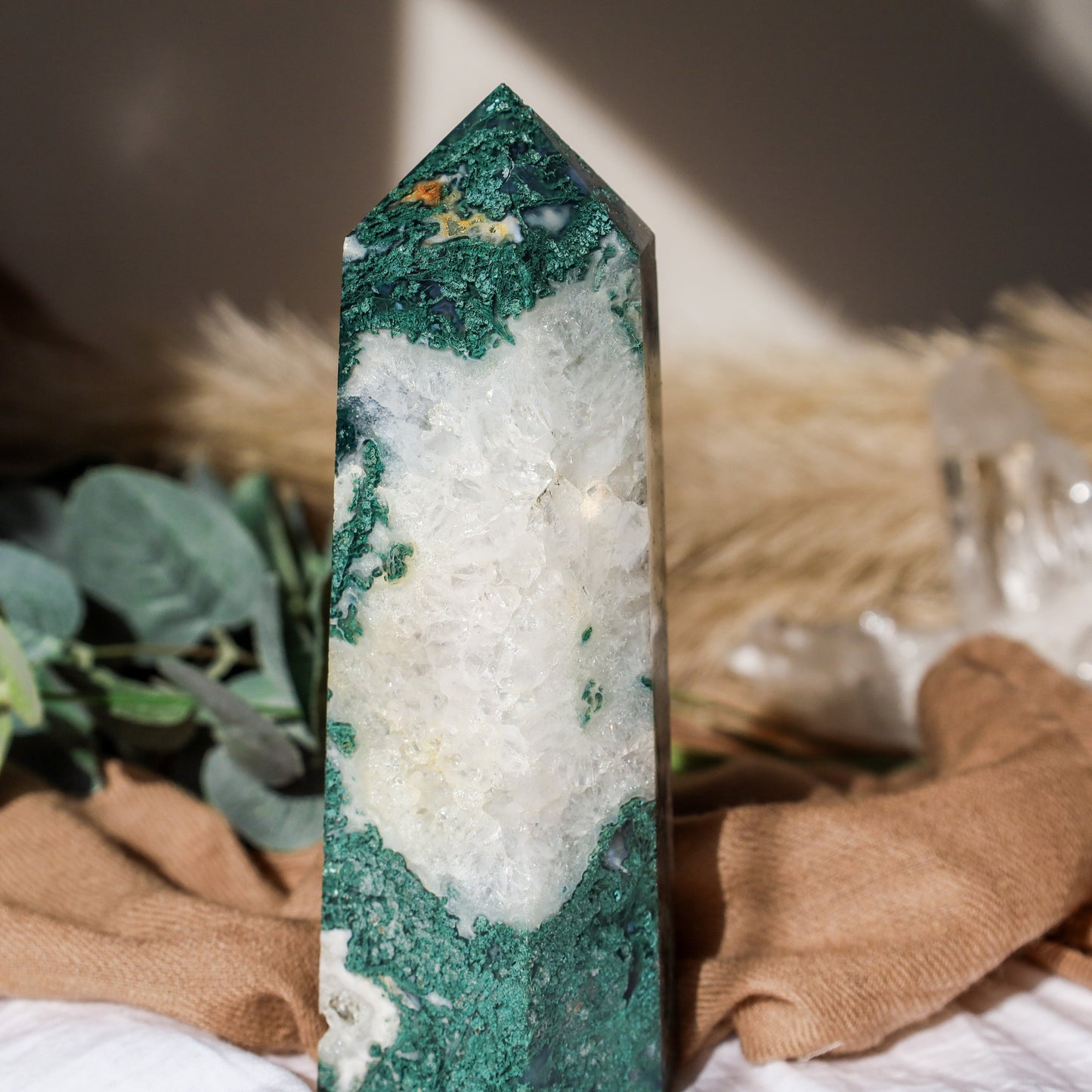 Large Moss Agate tower (High quality)witchy marketwitchy marketghfddLarge Moss Agate tower (High quality)