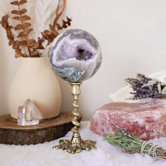 Moss Agate X Amethyst sphere (Very Rare)witchy marketwitchy marketMoss Agate X Amethyst sphere (Very Rare)