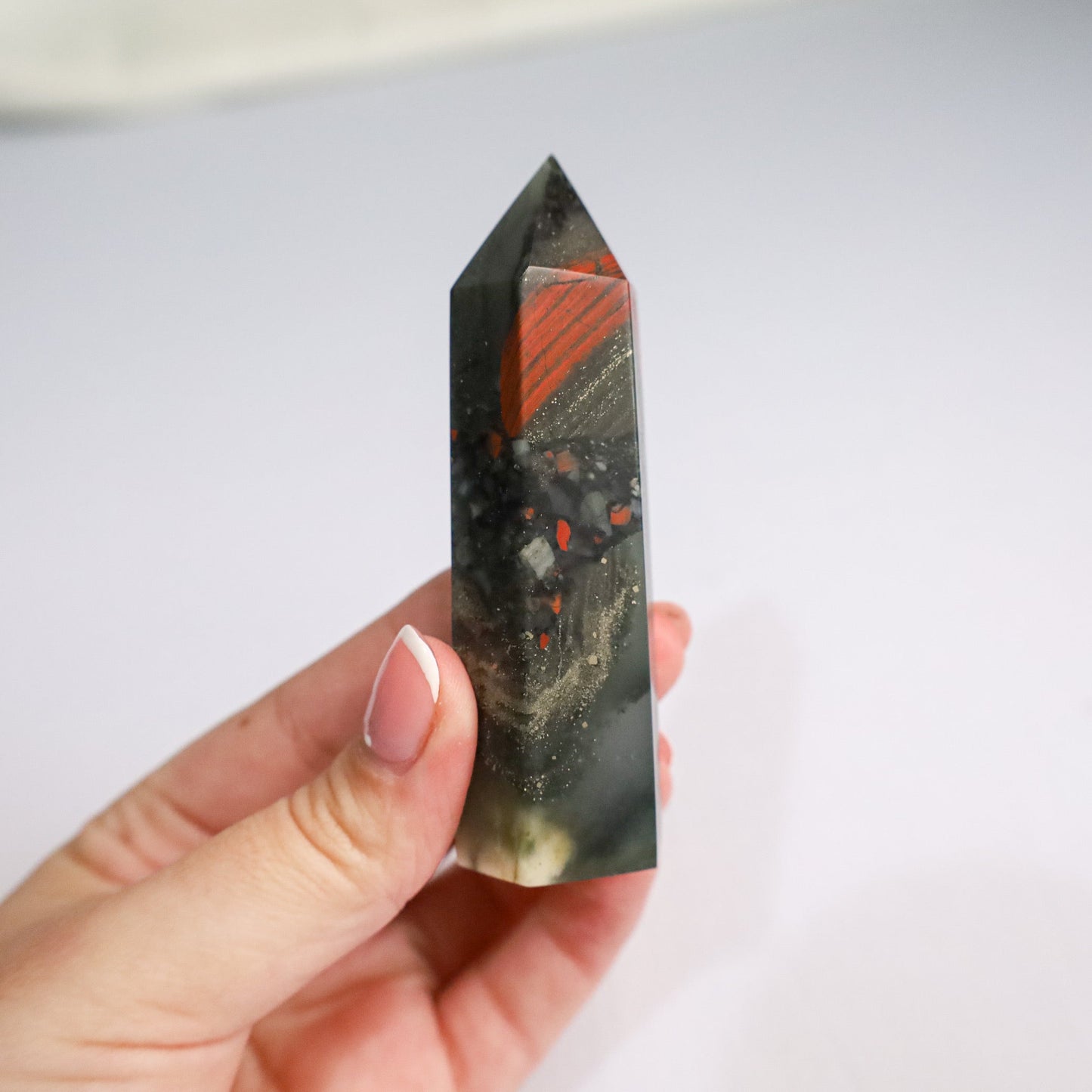 African bloodstone point A (with pyrite)*witchy marketwitchy markethgrqmAfrican bloodstone point A (with pyrite)*