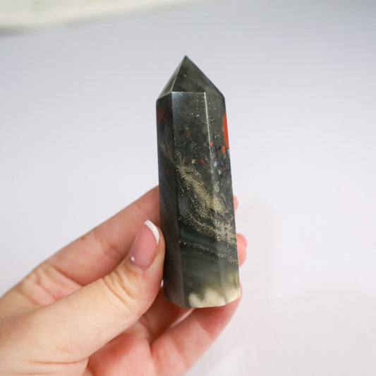 African bloodstone point A (with pyrite)*witchy marketwitchy markethgrqmAfrican bloodstone point A (with pyrite)*