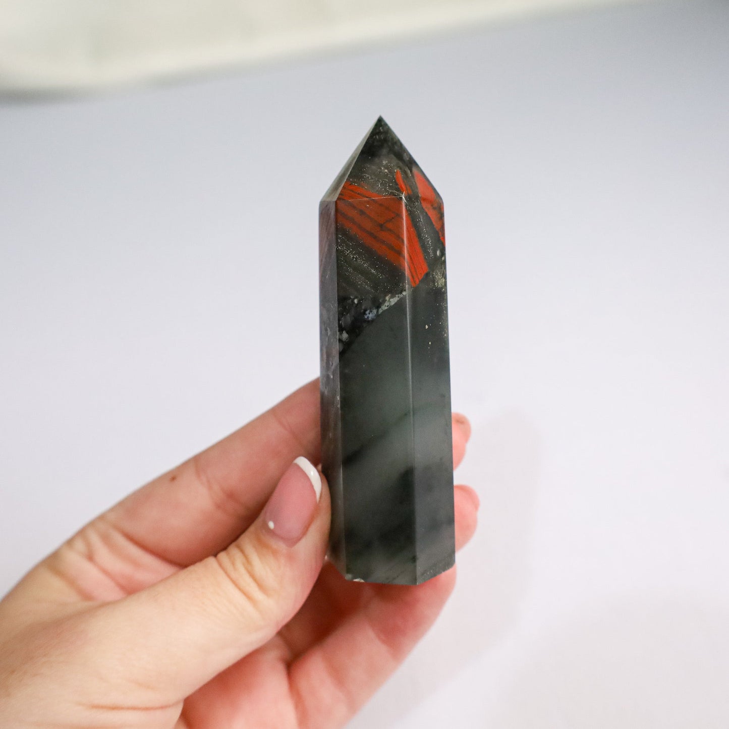 African bloodstone point A (with pyrite)*witchy marketwitchy markethgrqmAfrican bloodstone point A (with pyrite)*