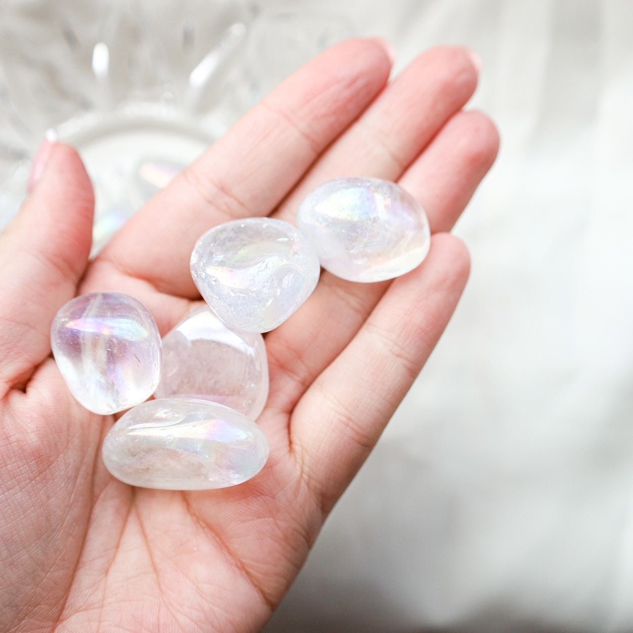 Aura Clear Quartz tumbleswitchy marketwitchy marketAura Clear Quartz tumbles