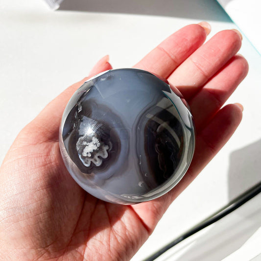 Black flower agate sphere Awitchy marketwitchy marketgfflmsBlack flower agate sphere A