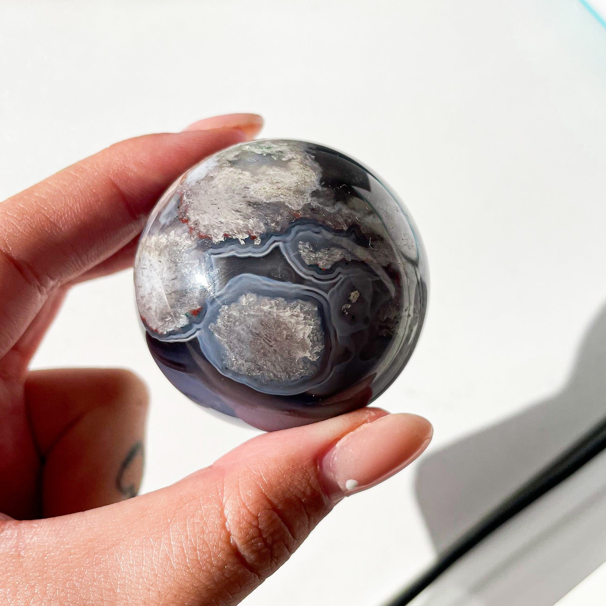 Black flower agate sphere Bwitchy marketwitchy marketgfflmsBlack flower agate sphere B