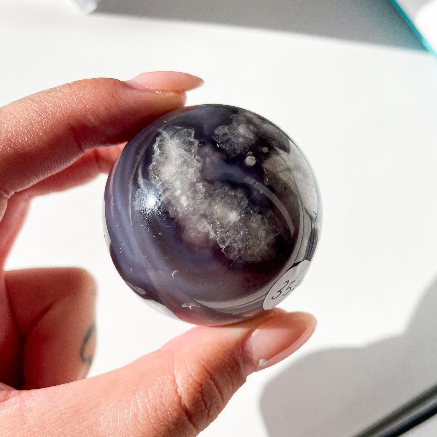 Black flower agate sphere Cwitchy marketwitchy marketgfflmsBlack flower agate sphere C