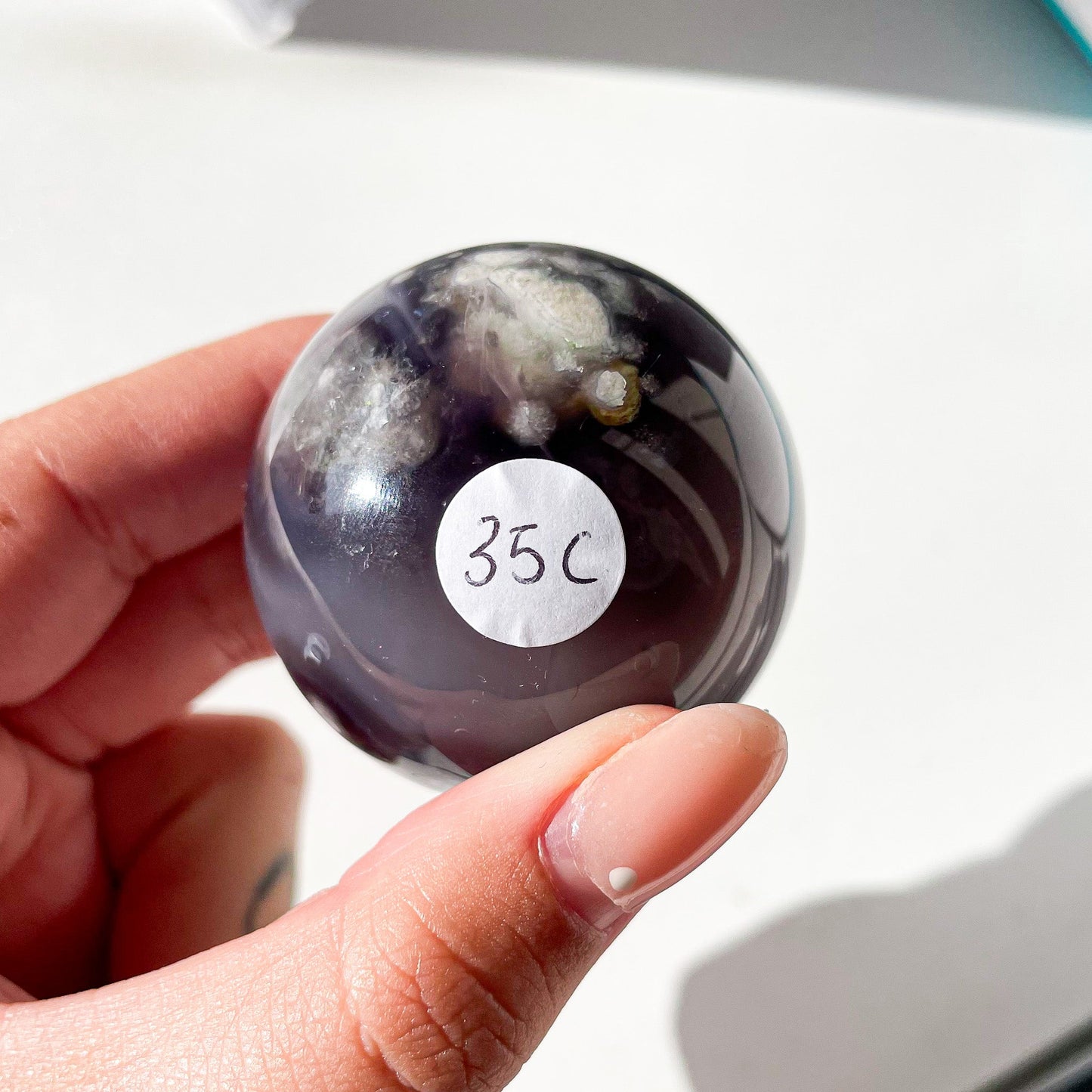 Black flower agate sphere Cwitchy marketwitchy marketgfflmsBlack flower agate sphere C