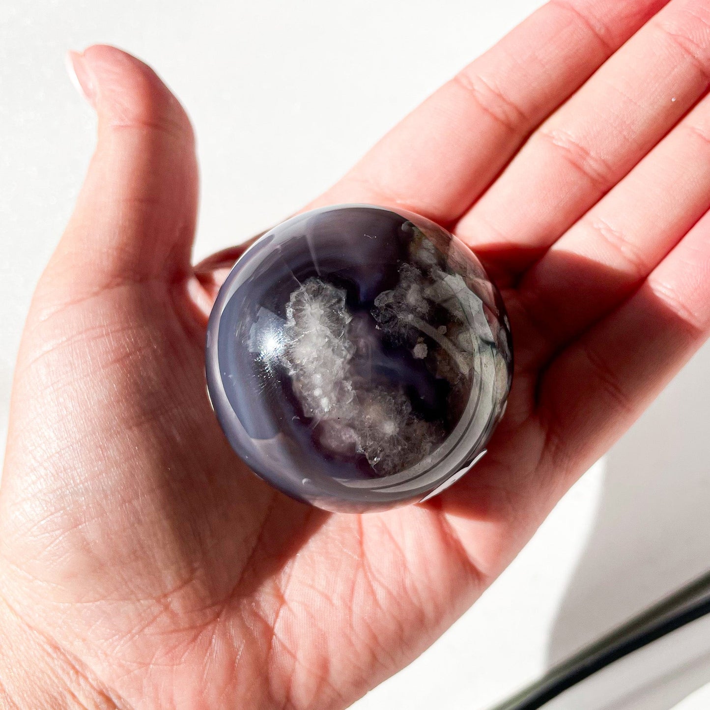 Black flower agate sphere Cwitchy marketwitchy marketgfflmsBlack flower agate sphere C